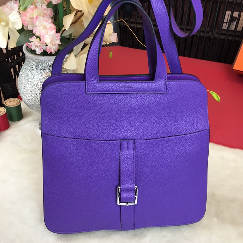 Hermes Halzan 31 Handbag Shoulder Bag In Violet Clemence Leather